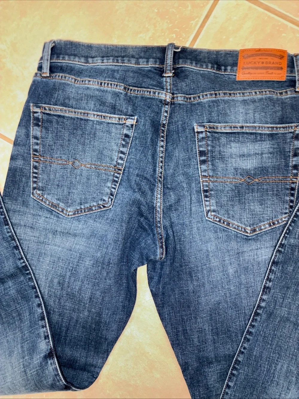Lucky Brand 412 Authentic Slim Jeans Mens 34x32 Blue Dark Wash Stretch Denim